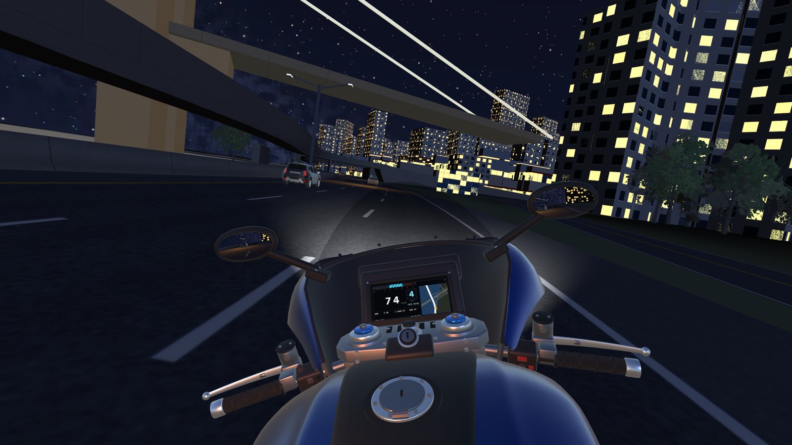 Night on the FDR Drive under the Brooklyn Bridge