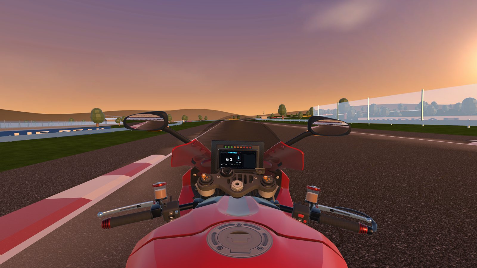 Down the straight at sunset