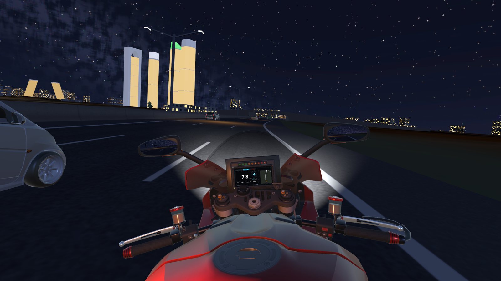 Night past the lit Cuatro Torres