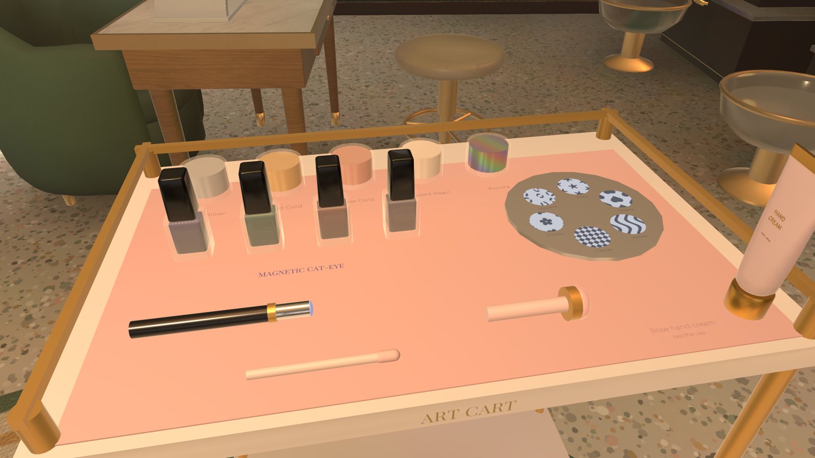 The art cart: chrome powders, cat-eye gels, stamping plate