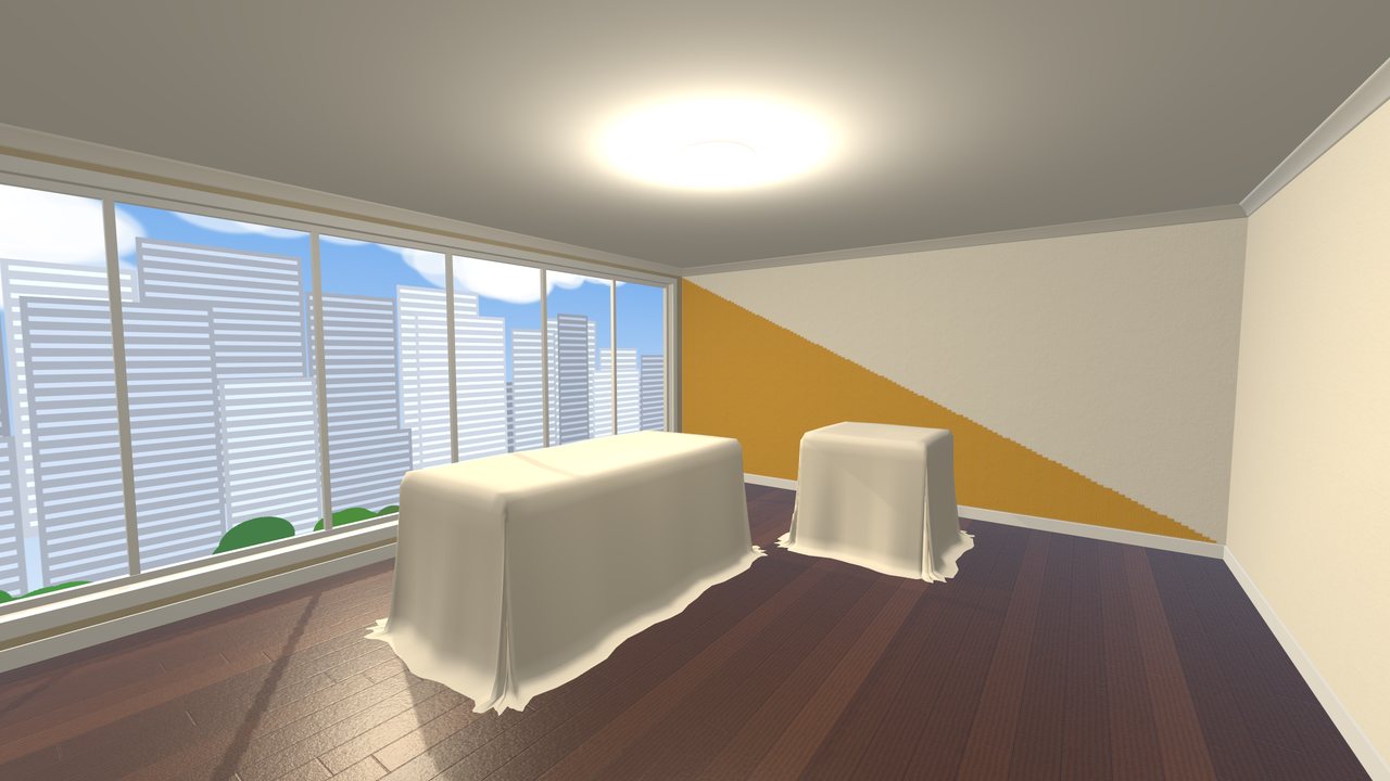A penthouse colour block over the city