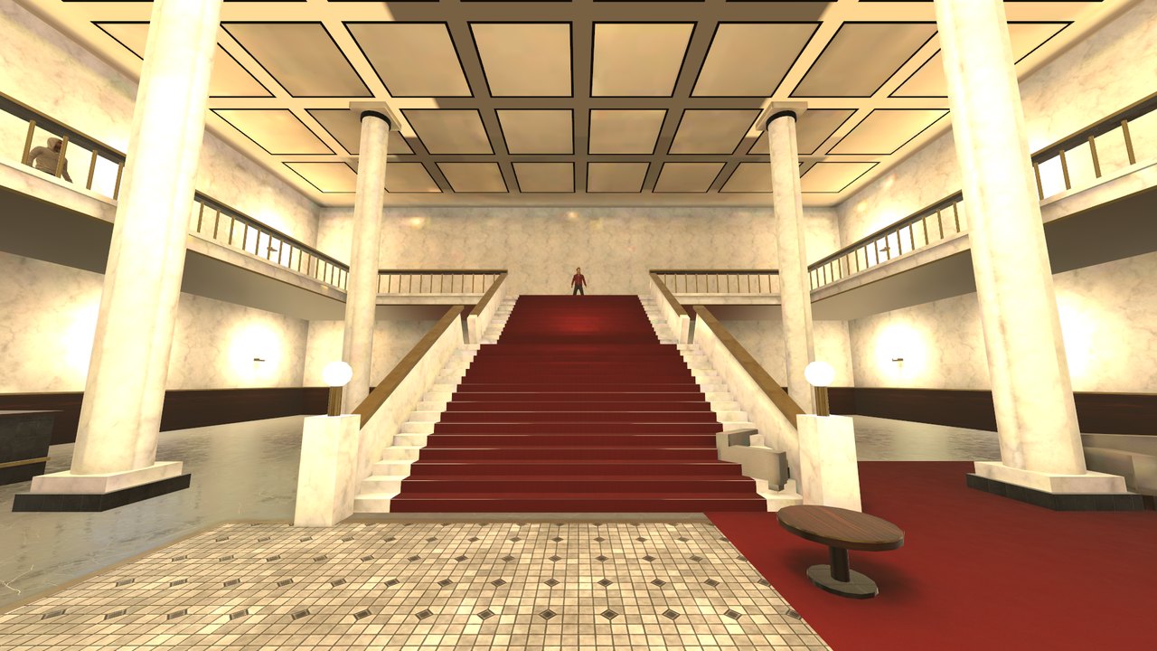 The grand staircase of the Citiview Grand hotel