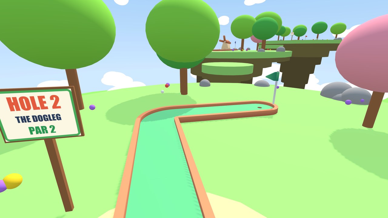 Standing at a hole tee on a floating island