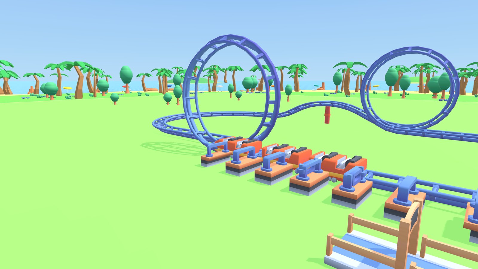 The train running the circuit seen from the lawn