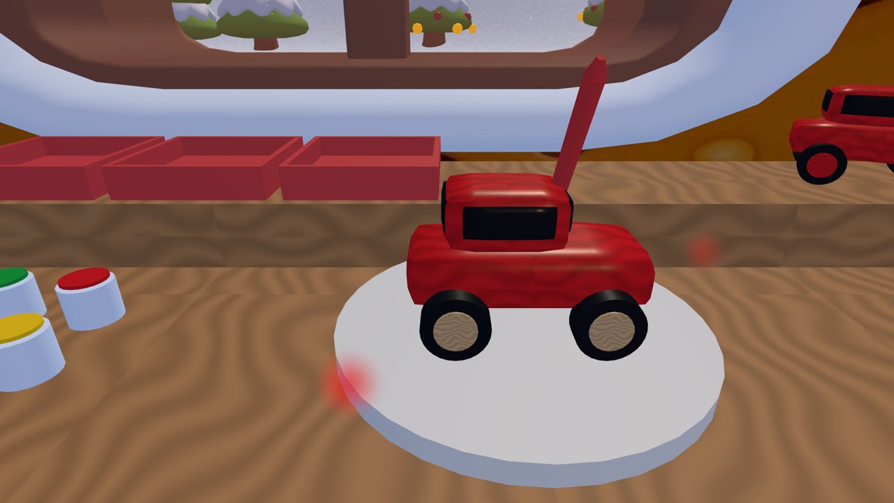 Painting a wooden toy car red