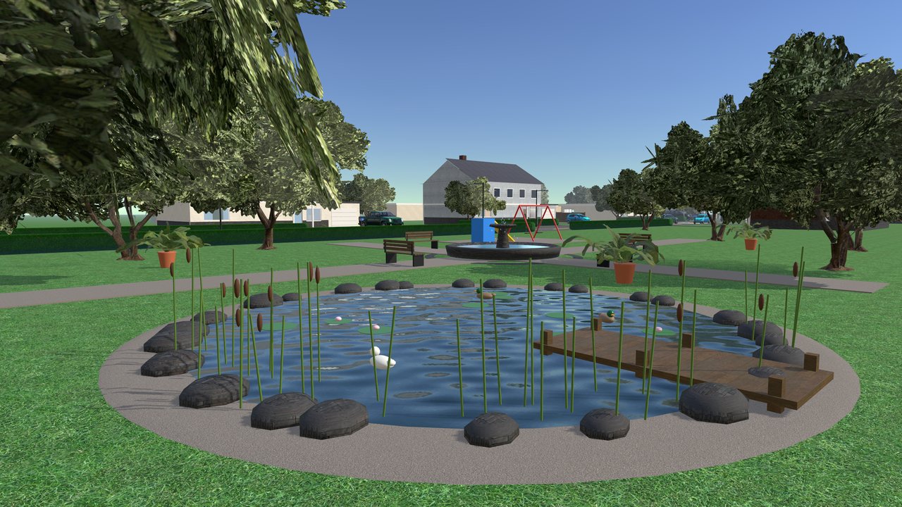 The duck pond in the park