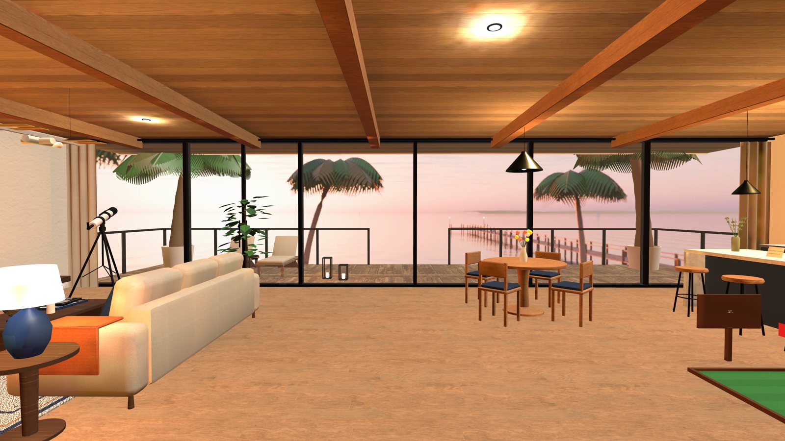 The astronaut's beach house at sunset