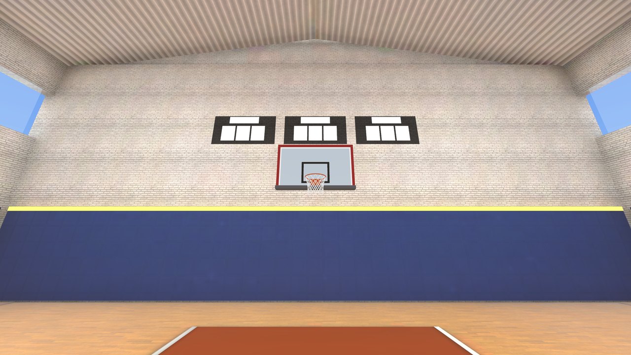 The indoor tennis court from the baseline
