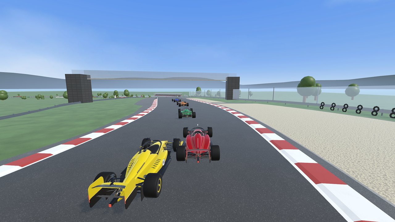 Formula One cars racing at Sunset Valley