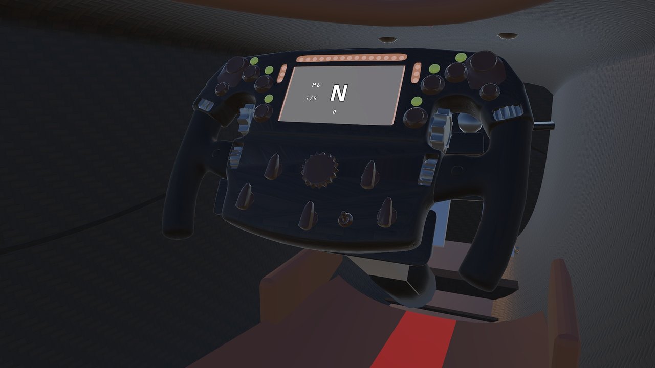 The F1 car on the garage platform