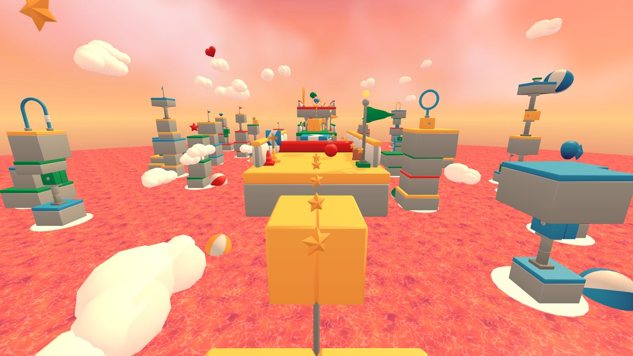 Sunset Bay: a plank and cracking blocks at sunset