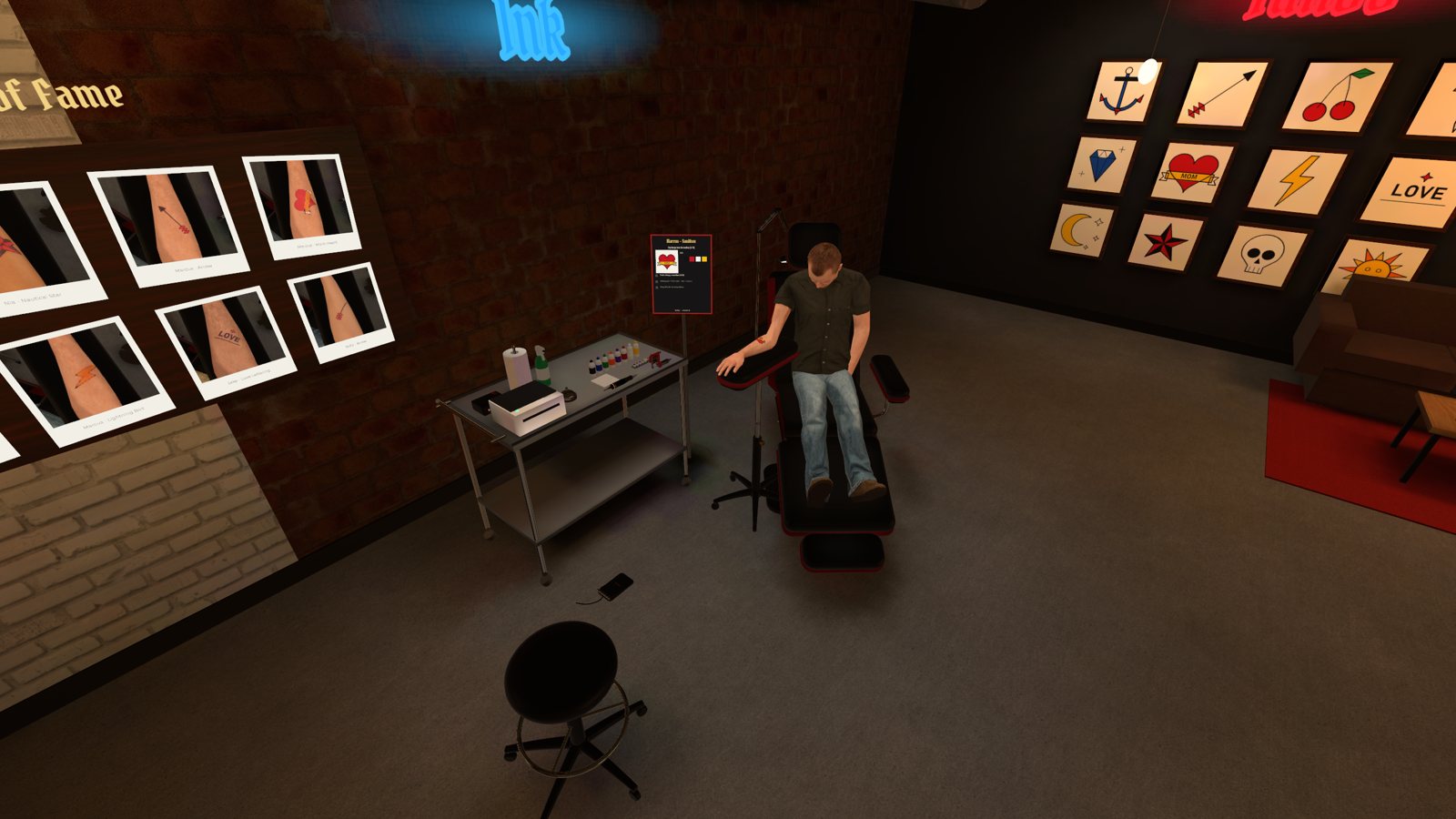 The tattoo parlour at night