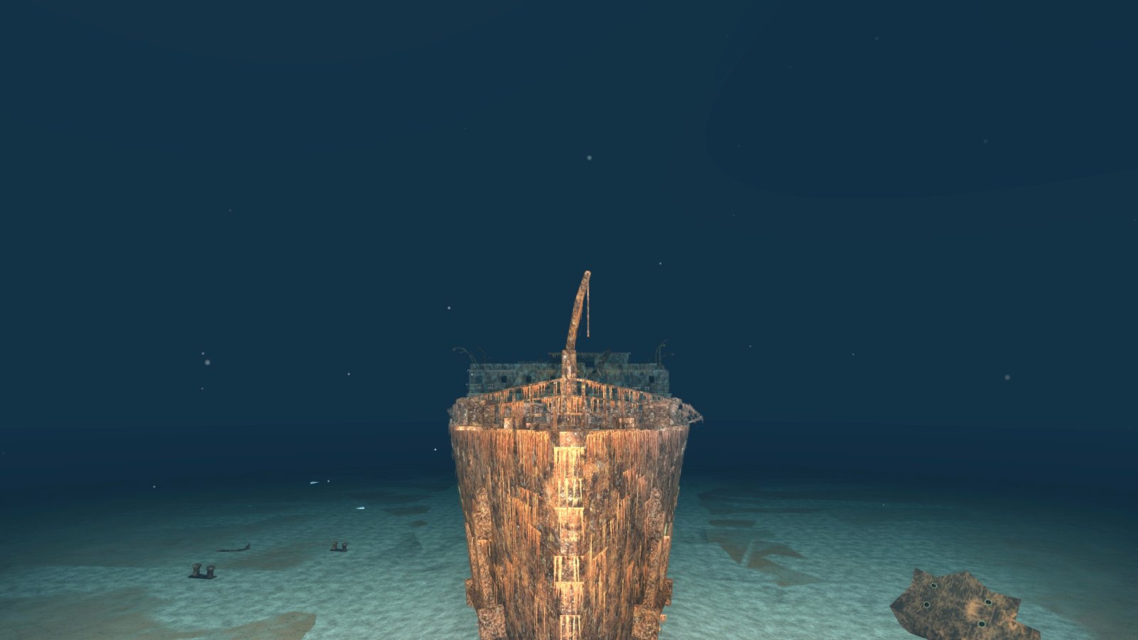 The prow of the Titanic from the pilot seat