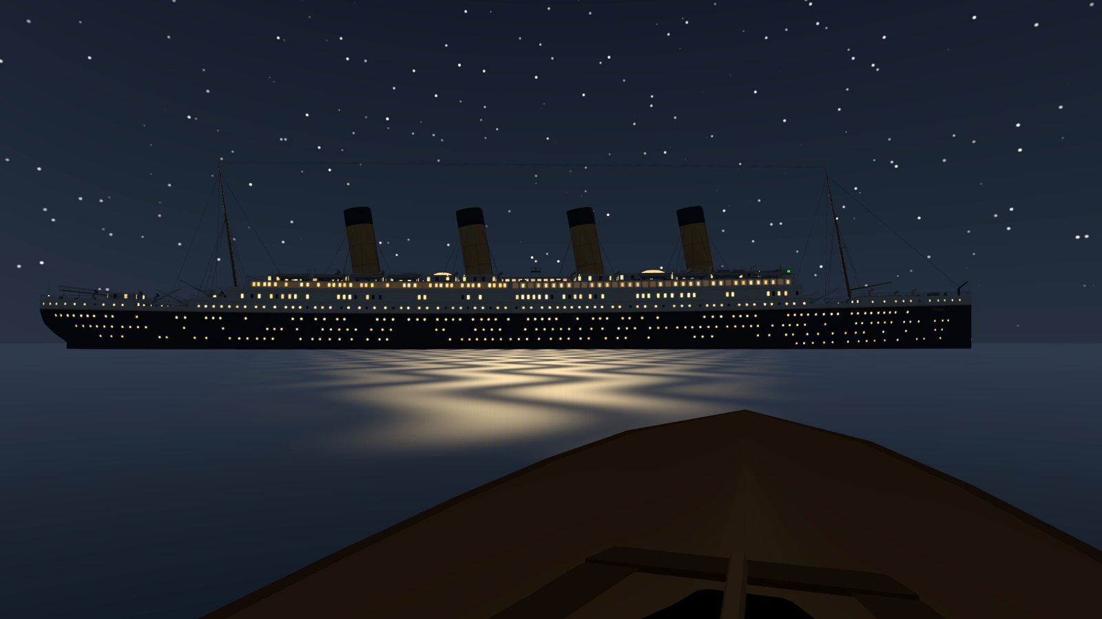 The lit ship at night in 1912