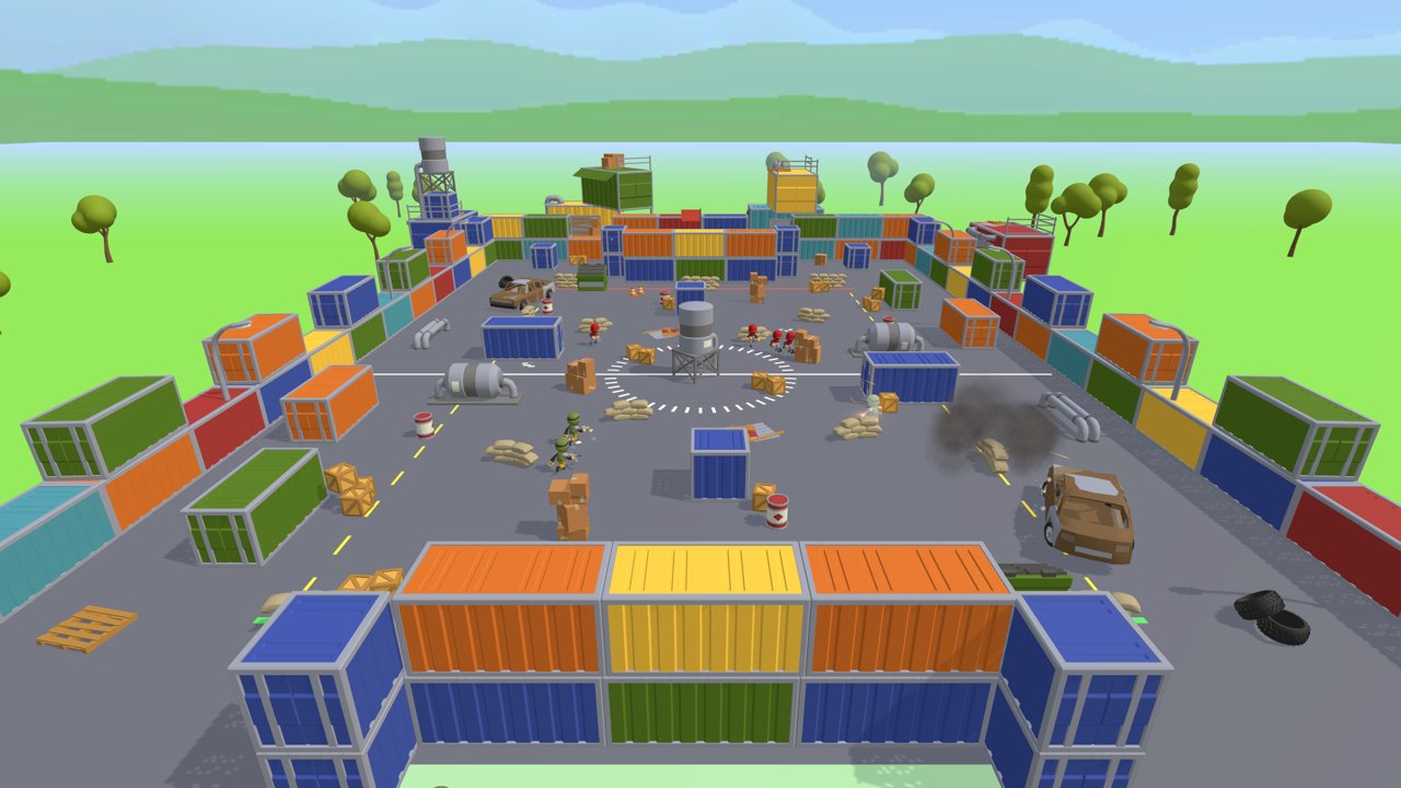The whole arena from the green base