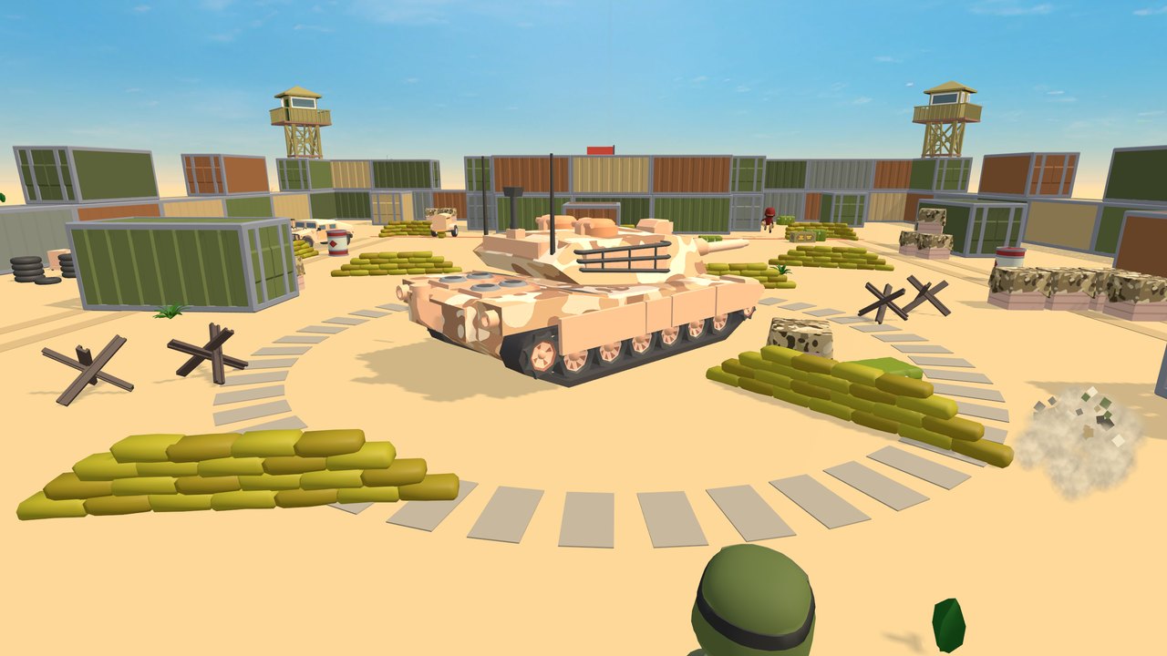 The tank dug in at the centre of the base