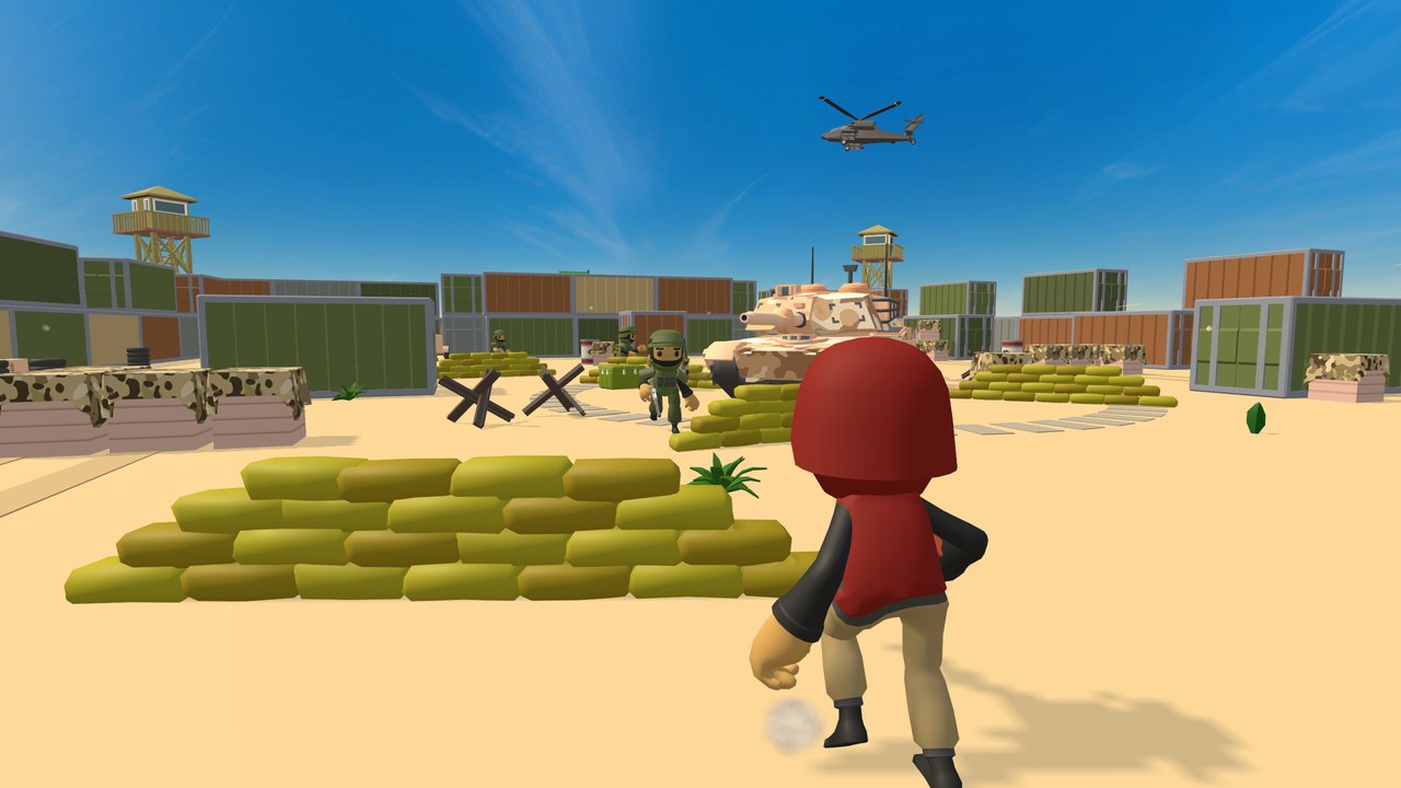A red soldier behind the sandbags