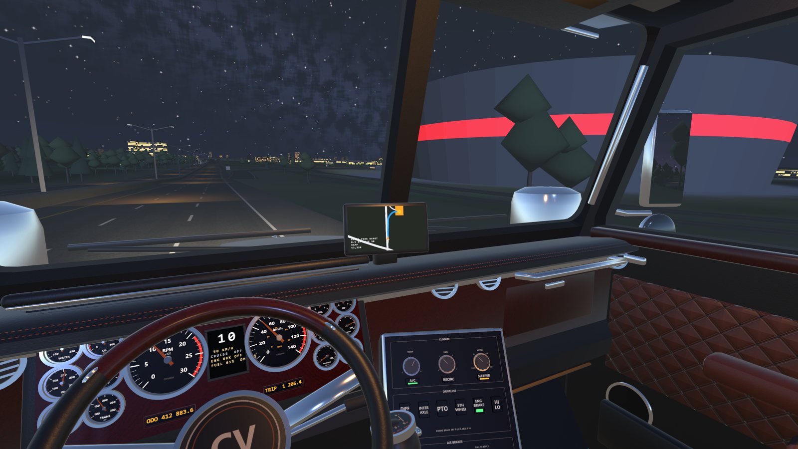 Driving at night with the gauges glowing