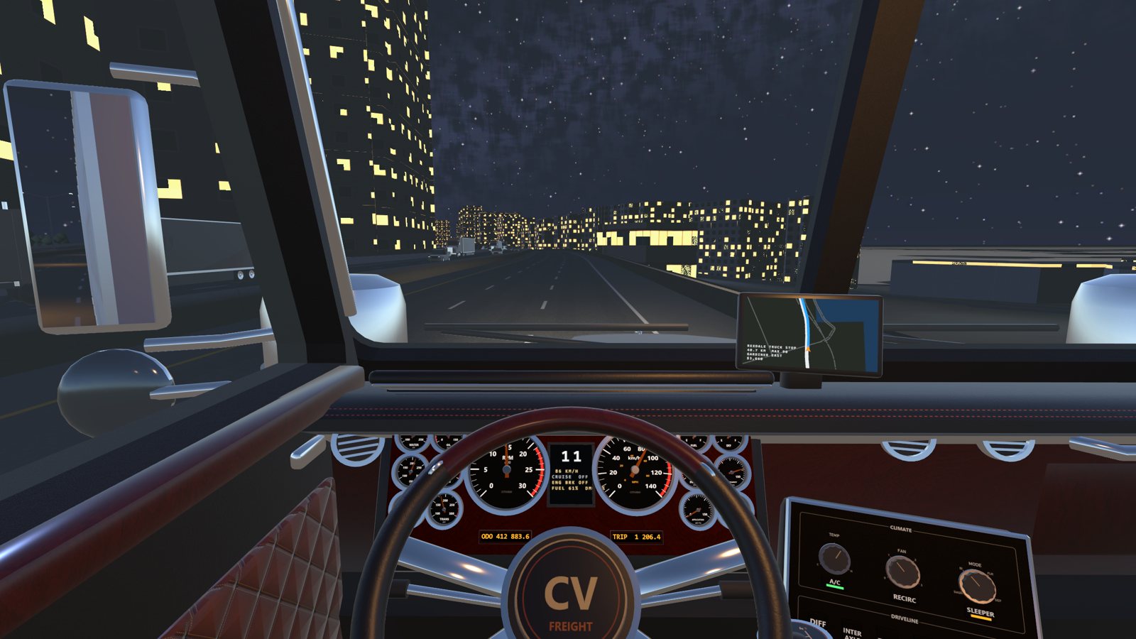 Driving at night with the gauges glowing